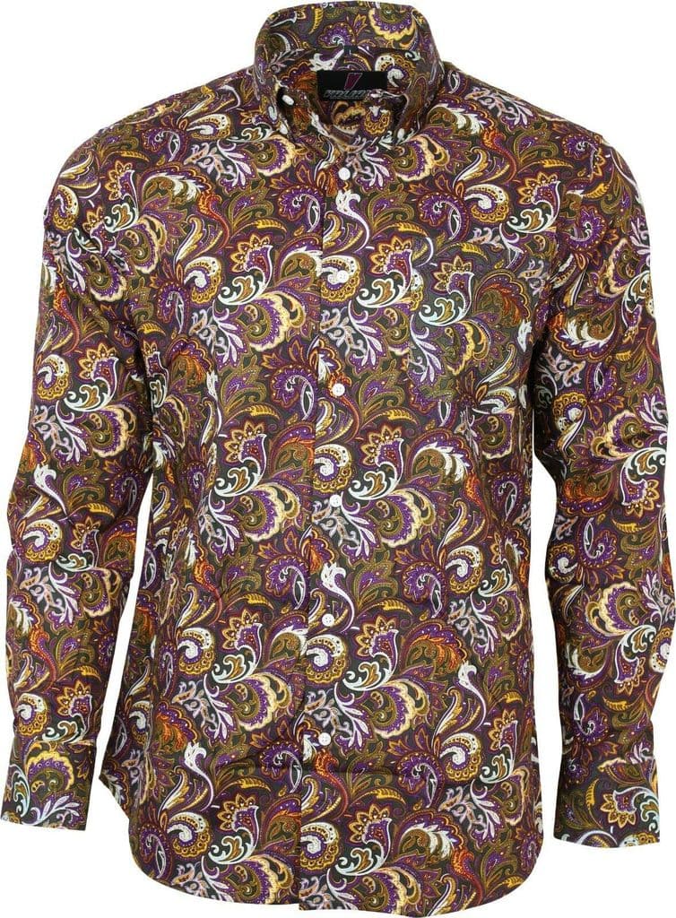 Valiant Mens Multi Coloured Paisley Long Sleeved Button Down Vintage ...